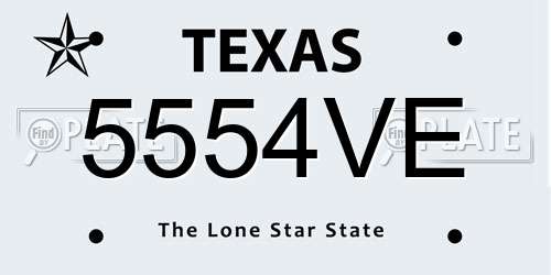 5554VE Texas License Plate