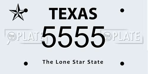 5555 Texas License Plate