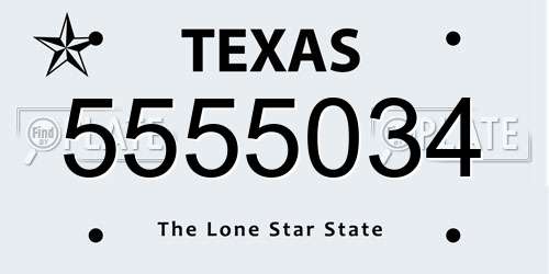 5555034 Texas License Plate