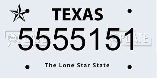 5555151 Texas License Plate
