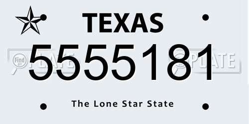 5555181 Texas License Plate