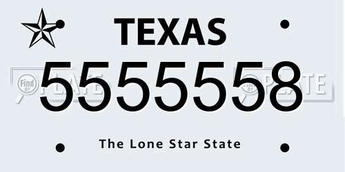 5555558 Texas License Plate