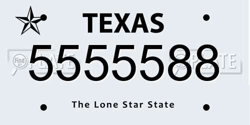 5555588 Texas License Plate