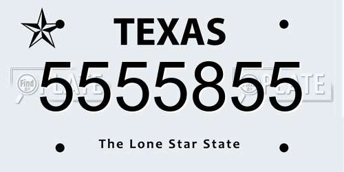 5555855 Texas License Plate