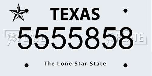 5555858 Texas License Plate