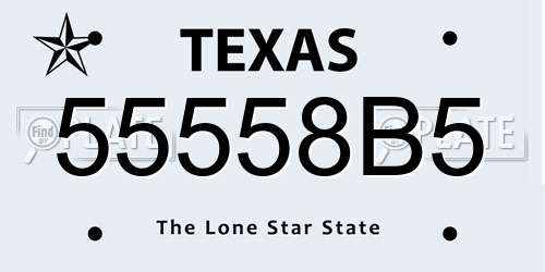 55558B5 Texas License Plate