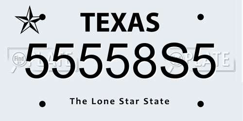 55558S5 Texas License Plate