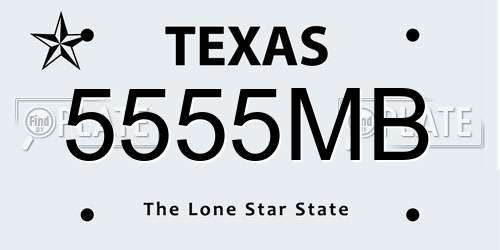5555MB Texas License Plate