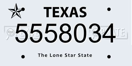 5558034 Texas License Plate