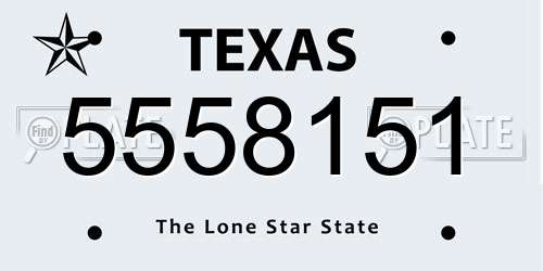 5558151 Texas License Plate