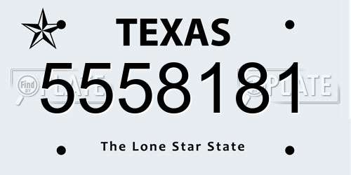 5558181 Texas License Plate