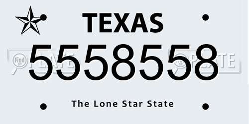 5558558 Texas License Plate