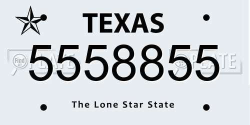 5558855 Texas License Plate