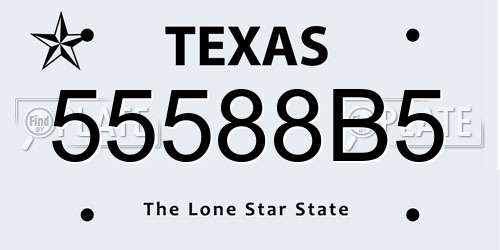 55588B5 Texas License Plate