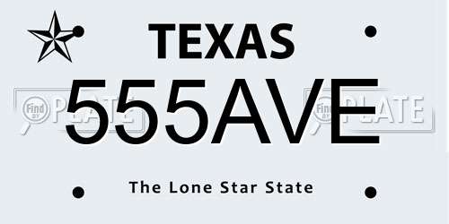 555AVE Texas License Plate
