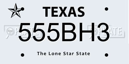 555BH3 Texas License Plate