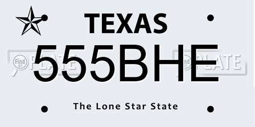 555BHE Texas License Plate
