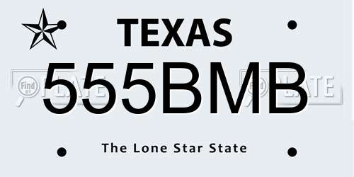 555BMB Texas License Plate