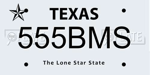 555BMS Texas License Plate