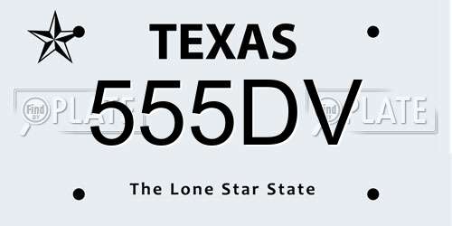 555DV Texas License Plate