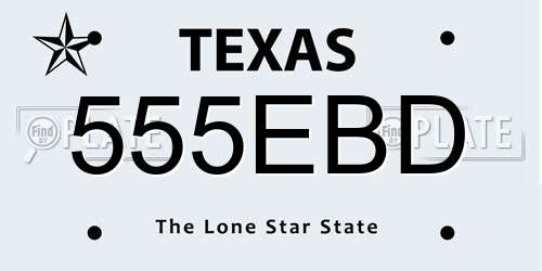 555EBD Texas License Plate