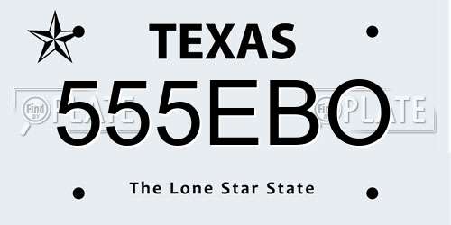 555EBO Texas License Plate