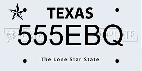 555EBQ Texas License Plate