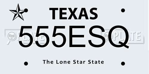 555ESQ Texas License Plate