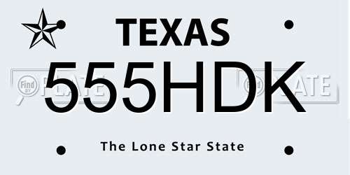 555HDK Texas License Plate