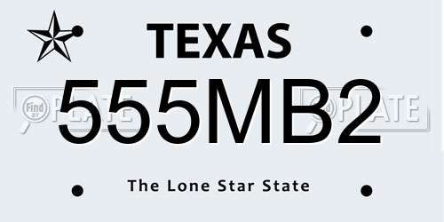 555MB2 Texas License Plate