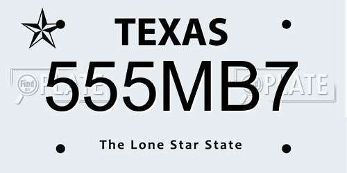 555MB7 Texas License Plate