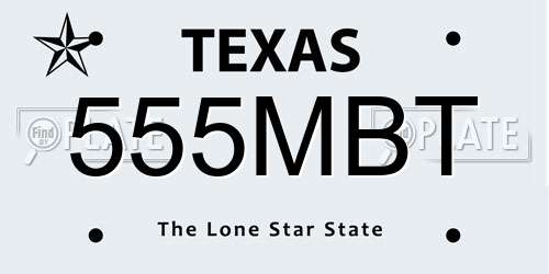 555MBT Texas License Plate