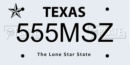 555MSZ Texas License Plate