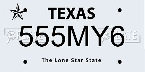 555MY6 Texas License Plate