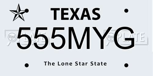 555MYG Texas License Plate