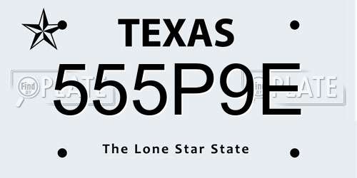 555P9E Texas License Plate