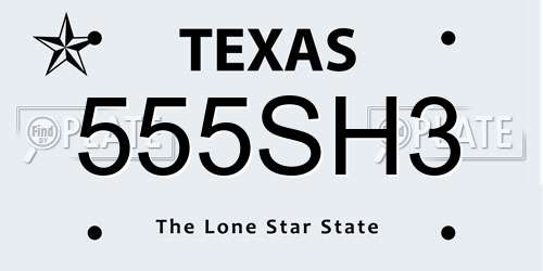 555SH3 Texas License Plate