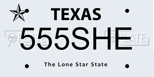 555SHE Texas License Plate