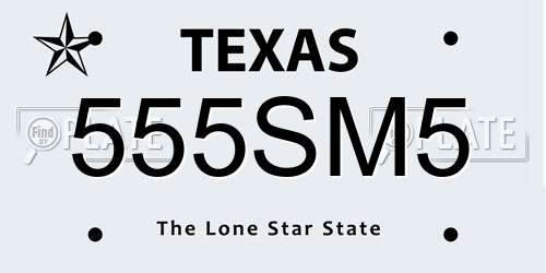 555SM5 Texas License Plate