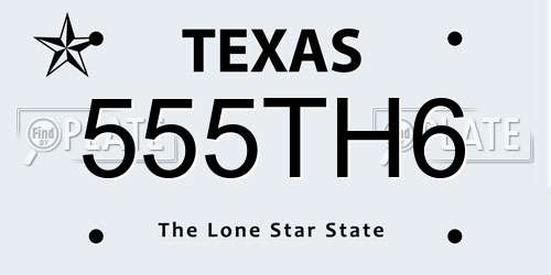 555TH6 Texas License Plate