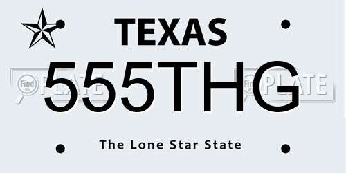 555THG Texas License Plate