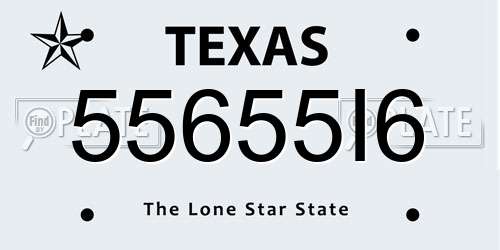 55655I6 Texas License Plate