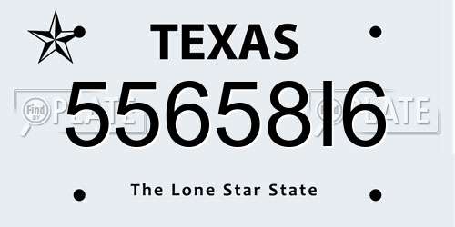 55658I6 Texas License Plate