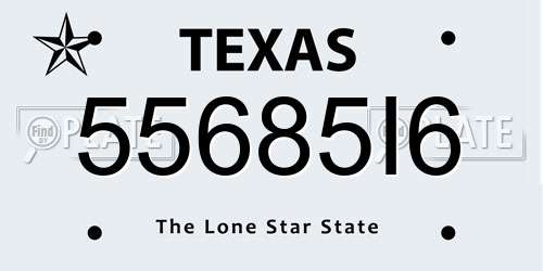 55685I6 Texas License Plate