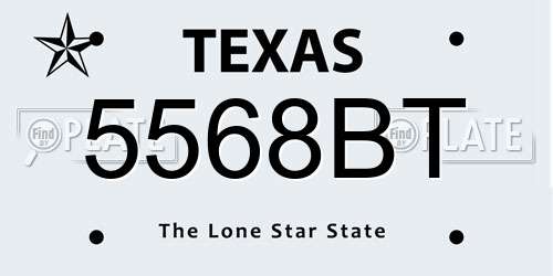 5568BT Texas License Plate