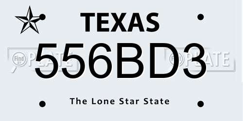 556BD3 Texas License Plate