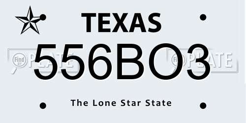 556BO3 Texas License Plate
