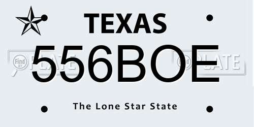 556BOE Texas License Plate