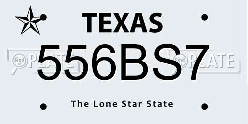 556BS7 Texas License Plate
