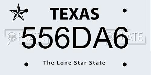 556DA6 Texas License Plate